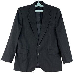 Wall Street Men's 100% Pure Wool‎ Navy Blazer Sport Coat Size 42R Striped